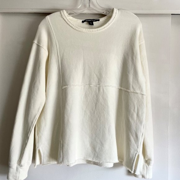 Fifteen Twenty Long Sleeve Raw Hem Top S French Terry Scoop Sweatshirt Cream - Picture 10 of 14